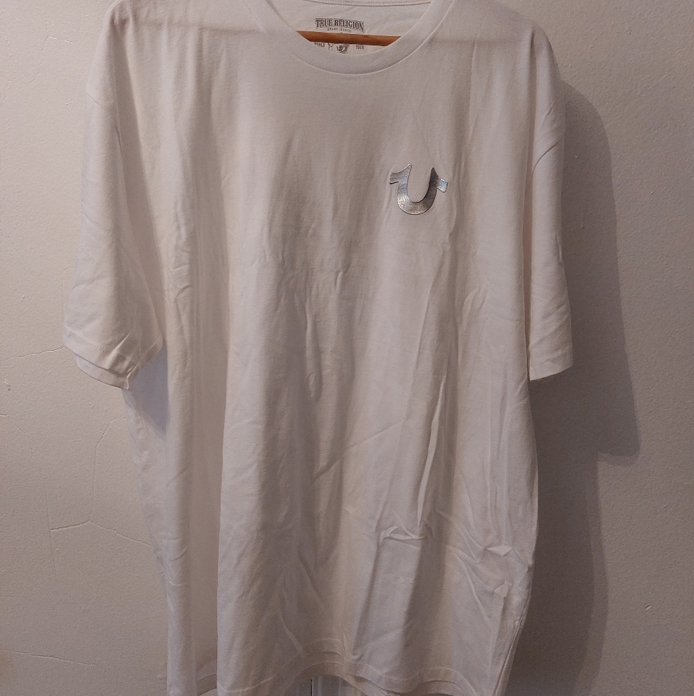 TRUE RELIGION METALLIC SILVER BUDDHA TEE